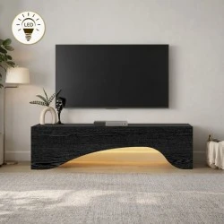 Έπιπλο τηλεόρασης Mara Megapap με LED χρώμα sencron black 150x31,4x40εκ.