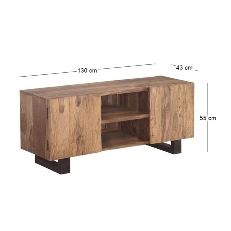 NELSON TV Board 130x43x55 Acacia Natural Finish (Black Paint)