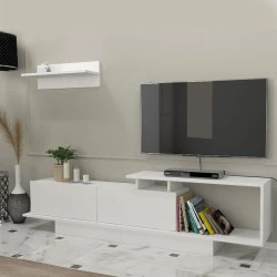 Novara Megapap melamine TV stand in white color 180x29,6x45cm. Novara Megapap melamine TV stand in white color 180x29,6x45cm.