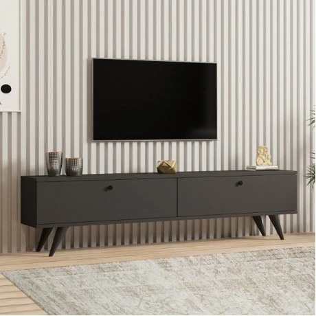 Paris Megapap melamine TV stand in anthracite color 160x25x35cm.