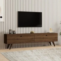Paris Megapap melamine TV stand in walnut color 160x25x35cm. Paris Megapap melamine TV stand in walnut color 160x25x35cm.