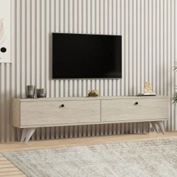 Paris Megapap melamine TV stand in travertine color 160x25x35cm. Paris Megapap melamine TV stand in travertine color 160x25x35cm.