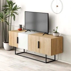 Έπιπλο τηλεόρασης Tontini Megapap χρώμα sapphire oak - λευκό 140x37,5x55εκ.
