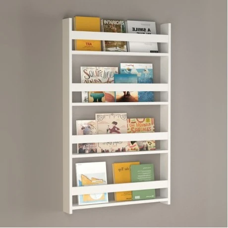 Montessori Megapap melamine wall bookshelf in white color 74x10x120cm.