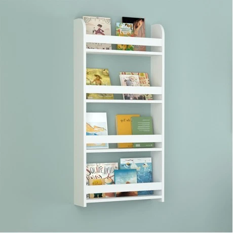 Montessori Megapap melamine wall bookshelf in white color 60x15x120cm.