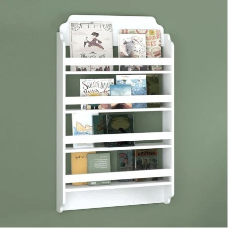 Montessori Megapap melamine wall bookshelf in white color 80x15x132cm.