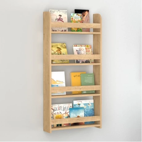Montessori Megapap melamine wall bookshelf in sapphire oak color 60x15x120cm.