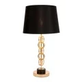 GOLD METAL TABLE LAMP 33Χ62CM WITH CIRCLES AND BLACK FABRIC SHADE