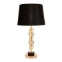 GOLD METAL TABLE LAMP 33Χ62CM WITH CIRCLES AND BLACK FABRIC SHADE