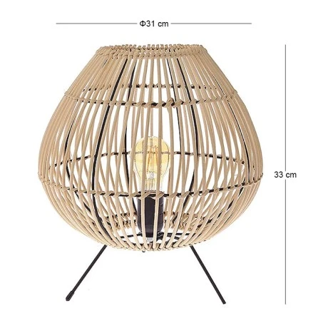 ΕΠΙΤΡΑΠΕΖΙΟ ΛΑΜΠΑΤΕΡ RATTAN Φ31Χ33ΕΚ