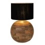 ROUND SHAPE TABLE LAMP MADE OF MANGO WOOD WITH DARK BLUE SHADE D45X50CM