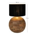 ROUND SHAPE TABLE LAMP MADE OF MANGO WOOD WITH DARK BLUE SHADE D45X50CM