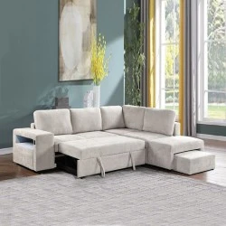 FLEXY Right Facing Corner Sofabed with Storage & Ottoman/Fabric Beige FLEXY Right Facing Corner Sofabed with Storage & Ottoman/Fabric Beige