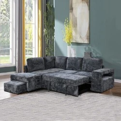 FLEXY Left Facing Corner Sofabed with Storage & Ottoman/Fabric Anthracite FLEXY Left Facing Corner Sofabed with Storage & Ottoman/Fabric Anthracite