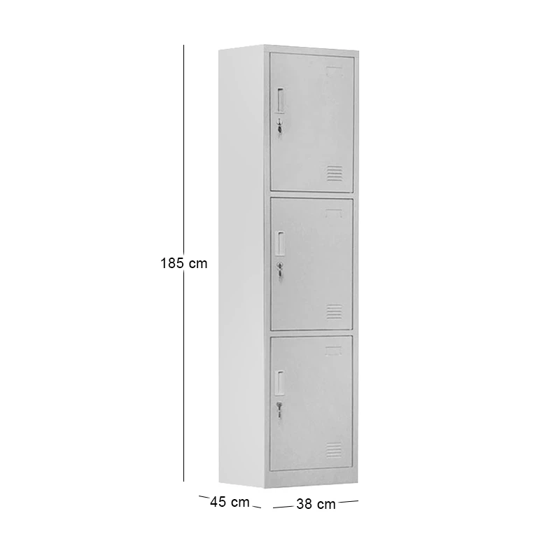 3-LOCKER Metal 38x45x185cm White