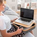 Larage laptop stand with storage space made of MDF - fabric 40.5x33x6.5cm.