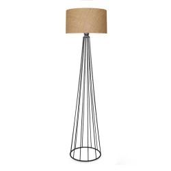 Clarke Megapap metallic/fabric floor lamp in black/natural color 38x38x155cm. Clarke Megapap metallic/fabric floor lamp in black/natural color 38x38x155cm.