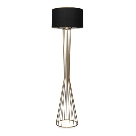 Clarke Megapap metallic/fabric floor lamp in golden/black color 38x21x155cm.