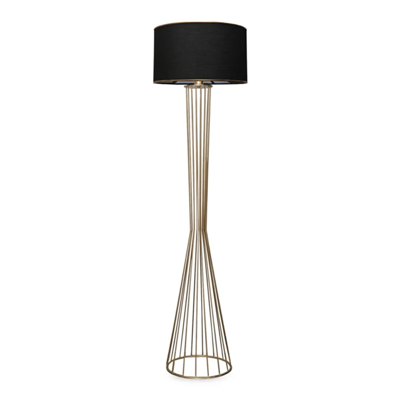 Clarke Megapap metallic/fabric floor lamp in golden/black color 38x21x155cm.