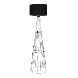 Filip Megapap E27 metal - fabric floor lamp in silver - black color 34x34x123cm. Filip Megapap E27 metal - fabric floor lamp in silver - black color 34x34x123cm.