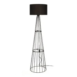 Filip Megapap E27 metal - fabric floor lamp in black color 34x34x123cm. Filip Megapap E27 metal - fabric floor lamp in black color 34x34x123cm.