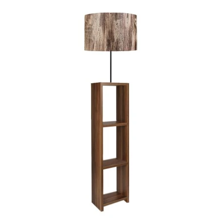 Launo Megapap Mdf/fabric/Pvc floor lamp in brown/walnut color 38x38x150cm.