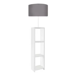 Launo Megapap Mdf/fabric/Pvc floor lamp in white - grey color 38x38x150cm. Launo Megapap Mdf/fabric/Pvc floor lamp in white - grey color 38x38x150cm.