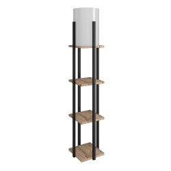 Nora Megapap floor lamp MDF - fabric in black - natural color 21x21x135cm. Nora Megapap floor lamp MDF - fabric in black - natural color 21x21x135cm.