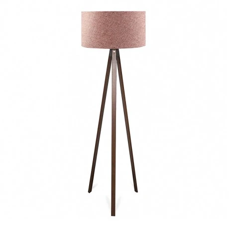 Φωτιστικό δαπέδου Rosling Megapap Mdf/ύφασμα Pvc χρώμα καρυδί - dusty rose 38x38x140εκ.