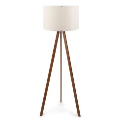 Rosling Megapap Mdf/fabric/Pvc floor lamp in walnut/beige color 38x21x140cm. Rosling Megapap Mdf/fabric/Pvc floor lamp in walnut/beige color 38x21x140cm.