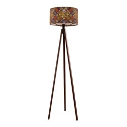 Rosling Megapap Mdf/fabric/Pvc floor lamp in walnut - multicolor 38x38x140cm. Rosling Megapap Mdf/fabric/Pvc floor lamp in walnut - multicolor 38x38x140cm.