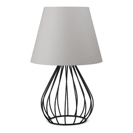 Φωτιστικό επιτραπέζιο Akerlind Megapap ύφασμα Pvc/μέταλλο χρώμα ανοιχτό γκρι/μαύρο 22x17x36εκ.