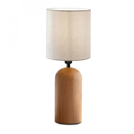 Cora Megapap E14 wooden - fabric PVC table lamp in natural - cream color Ø15x35cm.