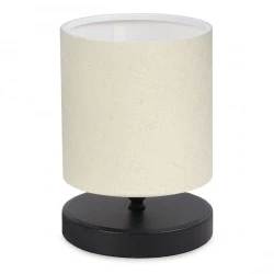 Hassard Megapap fabric/Mdf table lamp in cream/black color 15x16x22cm. Hassard Megapap fabric/Mdf table lamp in cream/black color 15x16x22cm.