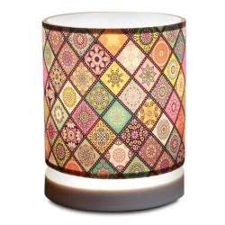 Hassard Megapap fabric/Mdf table lamp in colourful/white color 15x16x22cm.