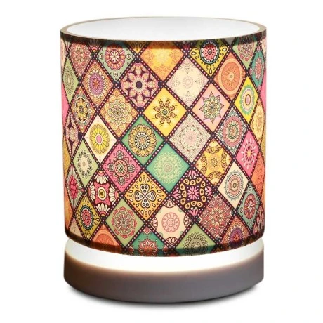 Hassard Megapap fabric/Mdf table lamp in colourful/white color 15x16x22cm.
