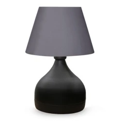 Hubert Megapap fabric/metallic table lamp in grey/black color 22x14x32cm. Hubert Megapap fabric/metallic table lamp in grey/black color 22x14x32cm.