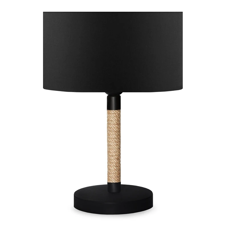 Jean Megapap fabric/rope/chrome table lamp in black/natural color 24x13x37cm.