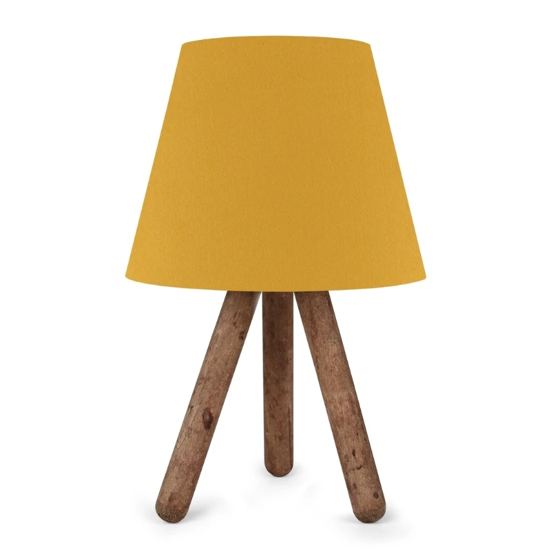Lander Megapap E27 fabric/Pvc/wooden table lamp in yellow/brown color 22x17x33cm.