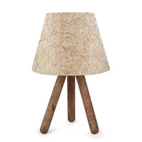 Lander Megapap E27 fabric/Pvc/wooden table lamp in golden beige/brown color 22x17x33cm.