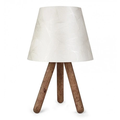 Lander Megapap fabric/Pvc/wooden table lamp in white/brown color 22x14x32cm.
