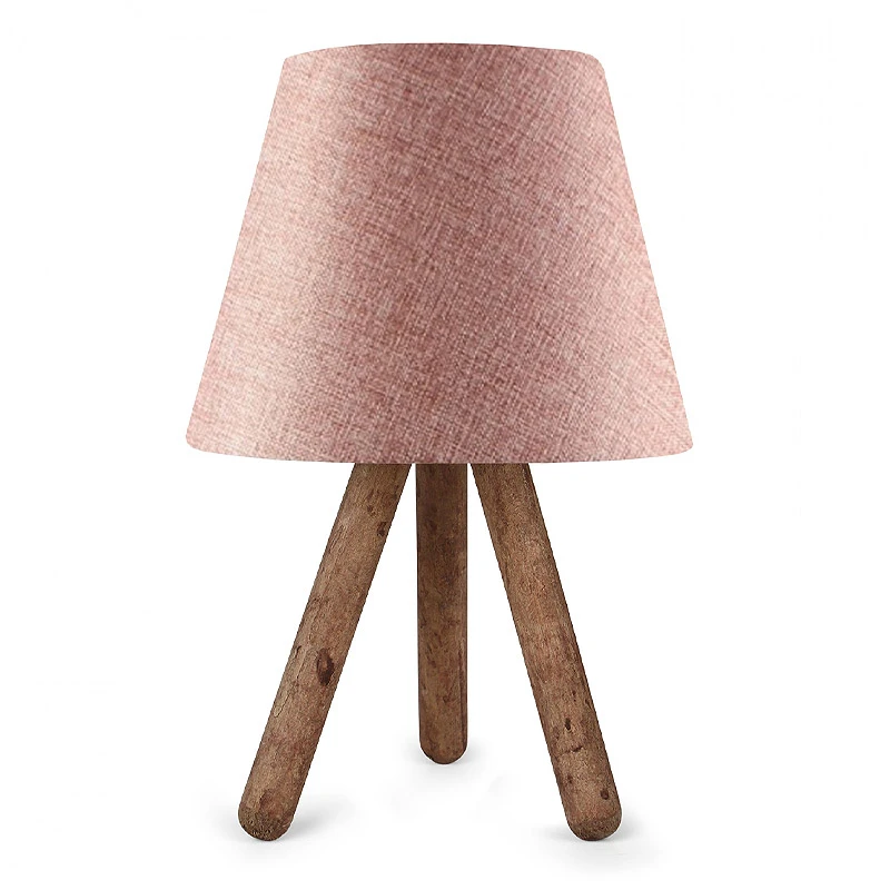 Lander Megapap fabric/Pvc/wooden table lamp in pink/brown color 22x14x32cm.