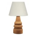 Lary Megapap E27 fabric/wood table light in cream/brown color Φ24x36cm.