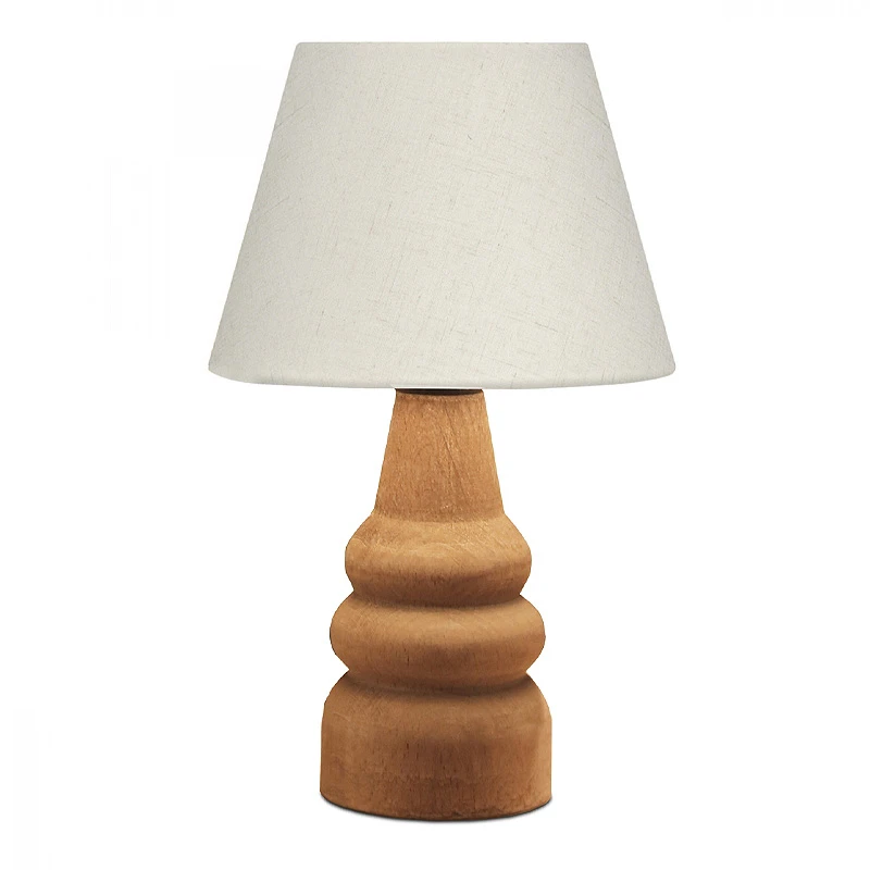 Lary Megapap E27 fabric/wood table light in cream/brown color Φ24x36cm.