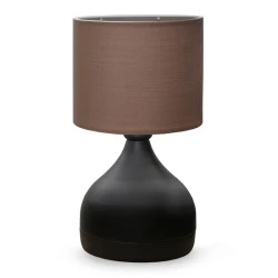 Neil Megapap fabric/metallic table lamp in brown/black color 18,5x17x32cm. Neil Megapap fabric/metallic table lamp in brown/black color 18,5x17x32cm.