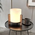 Pine Megapap MDF E27 table lamp in walnut - cream color Ø20x20cm.