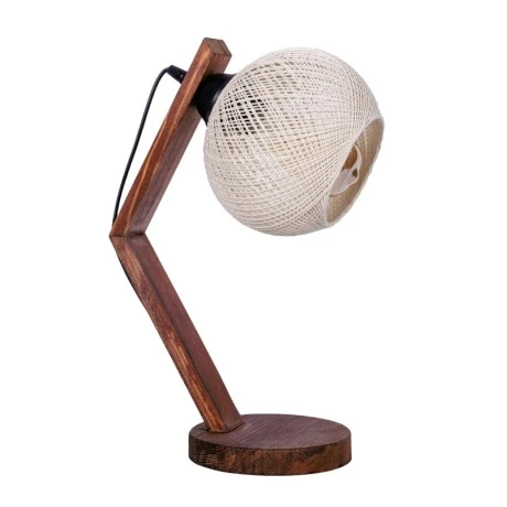 Rope Megapap E27 wooden - rope table lamp in beige - walnut color Ø17x40cm.