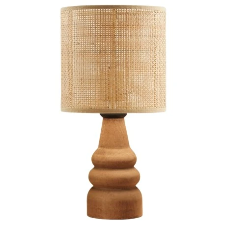 Tino Megapap E14 pe rattan/wooden table lamp in natural/brown color Ø15x32cm.