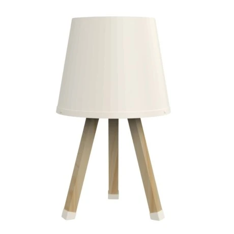 Wooden plastic table lamp in beige color Ø18x34cm.