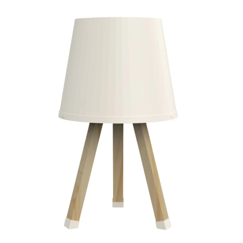 Wooden plastic table lamp in beige color Ø18x34cm.